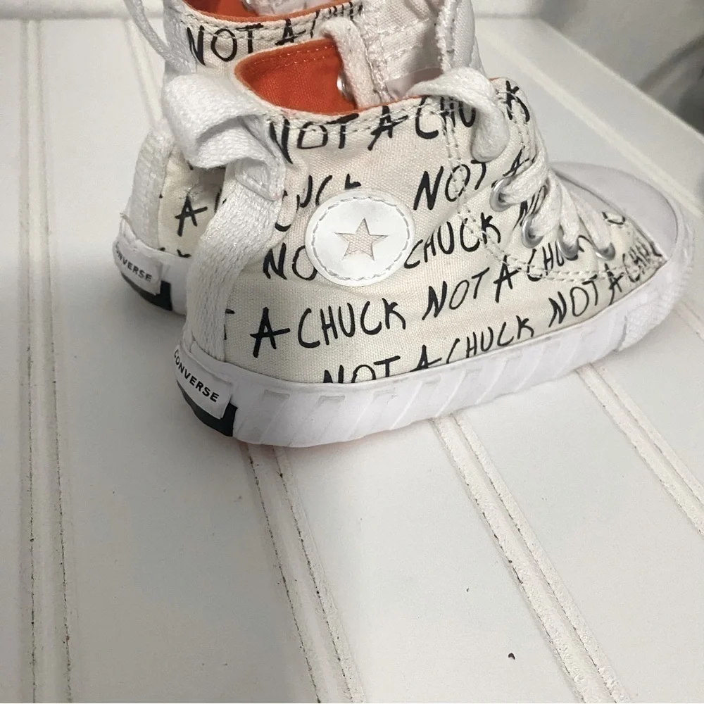 Converse “ Not A Chuck” High Top Sneakers ~ White ~ Orange Bottoms ~Size 8 Kids